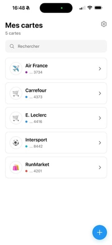 PocketFree - Application de cartes de fidélité